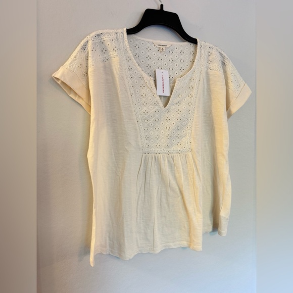 NWT Lucky Brand Ivory Eyelet Top - Size Small - Picture 1 of 7